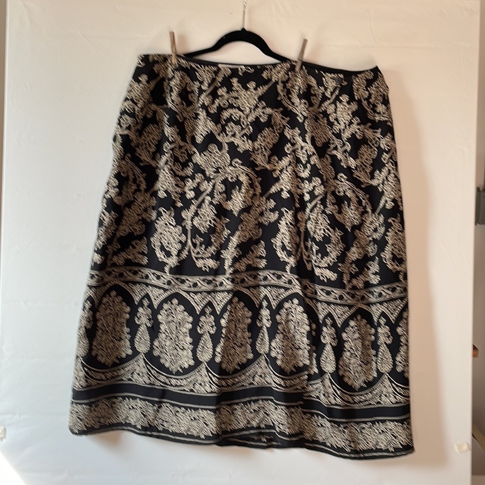 L’Amodei Print Pattern Wrap Skirt Plus Size Beige Black Size 22 Skirt